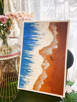 Strand Welle abstrakter Sand Kinderwandkunst Minimalismus Ölgemälde